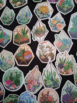 Plant Terranium stickers-  all 50 for $8