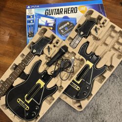 Guitar Hero Live, 2 Controllers, 2 Dongles, Microphone + ps4 Game
