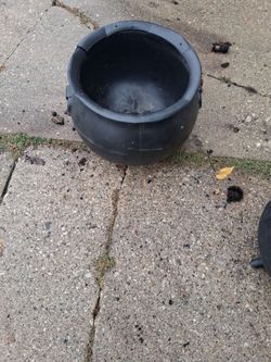 Large Black Plastic Halloween Witch Cauldron Prop