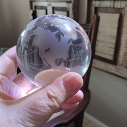 $10 Globe Paperweight Frosted With Parallel Lines 