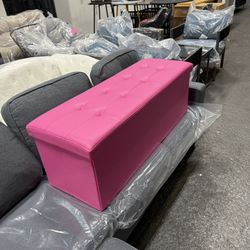 Storage Ottoman Bench, 43 Inch Ottoman Foot Rest, End of Bed Bench, Storage Chest, Load 700 lb, for Living Room, Bedroom, Entryway, Dark Pink