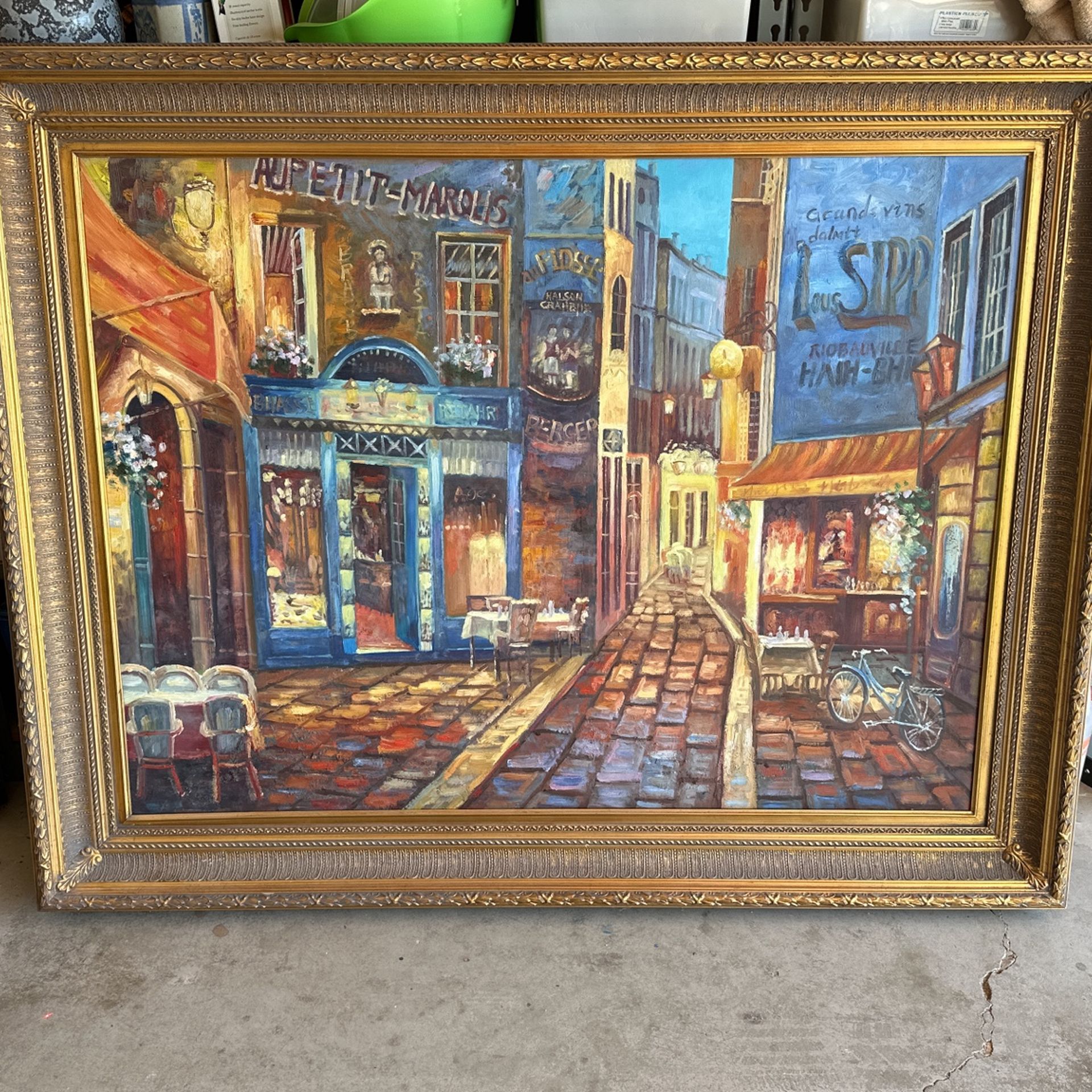 Large Painting Paris Street Scene