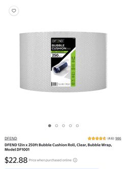 Bubble Wrap 12in x 250ft I have 2 rolls, $20 each firm cash only