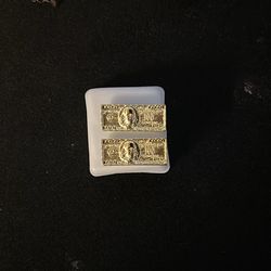 14k gold plated 100 bill earrings