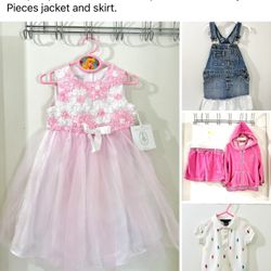 New Dress with Tag. and Ralph Lauren Clothes barely used and Hello Kitty 2 pieces jacket and skirt Size 2T-3T