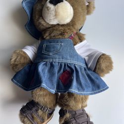 Vintage Build A Bear Workshop Brown Teddy Bear Plush BABW Stuffed Animal 1997