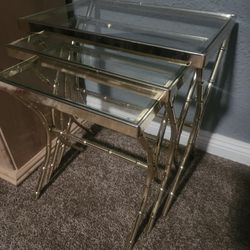 Gold Glass End Tables 