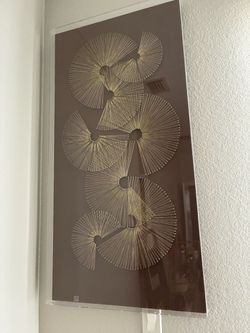 Rectangular 3D wall decor with metallic gold thread orb design. 47” x 24” Set of two $80