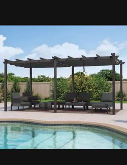 12 ft. x 18 ft. Gray Aluminum Frame Outdoor Patio Pergola Gazebo