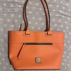 Dooney and Burke orange smooth leather satchel 