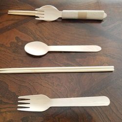 Wooden Fork, Spoon And Chopsticks (200 Sets)