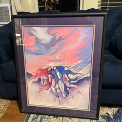 postmodern abstract equestrian artwork print attributed to artist Bonny Youdim Leibowitz