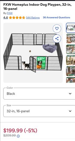 FXW Homeplus Indoor Dog Playpen, 32-in, 16-panel