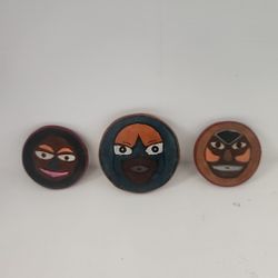 Set Of 6 Leather Faces