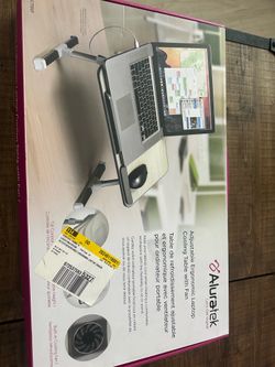 Aluratek Adjustable Ergonomic Laptop Cooling Table with Fan – New