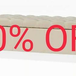 Jabari Ivory Polyester Tufted Storage Ottoman