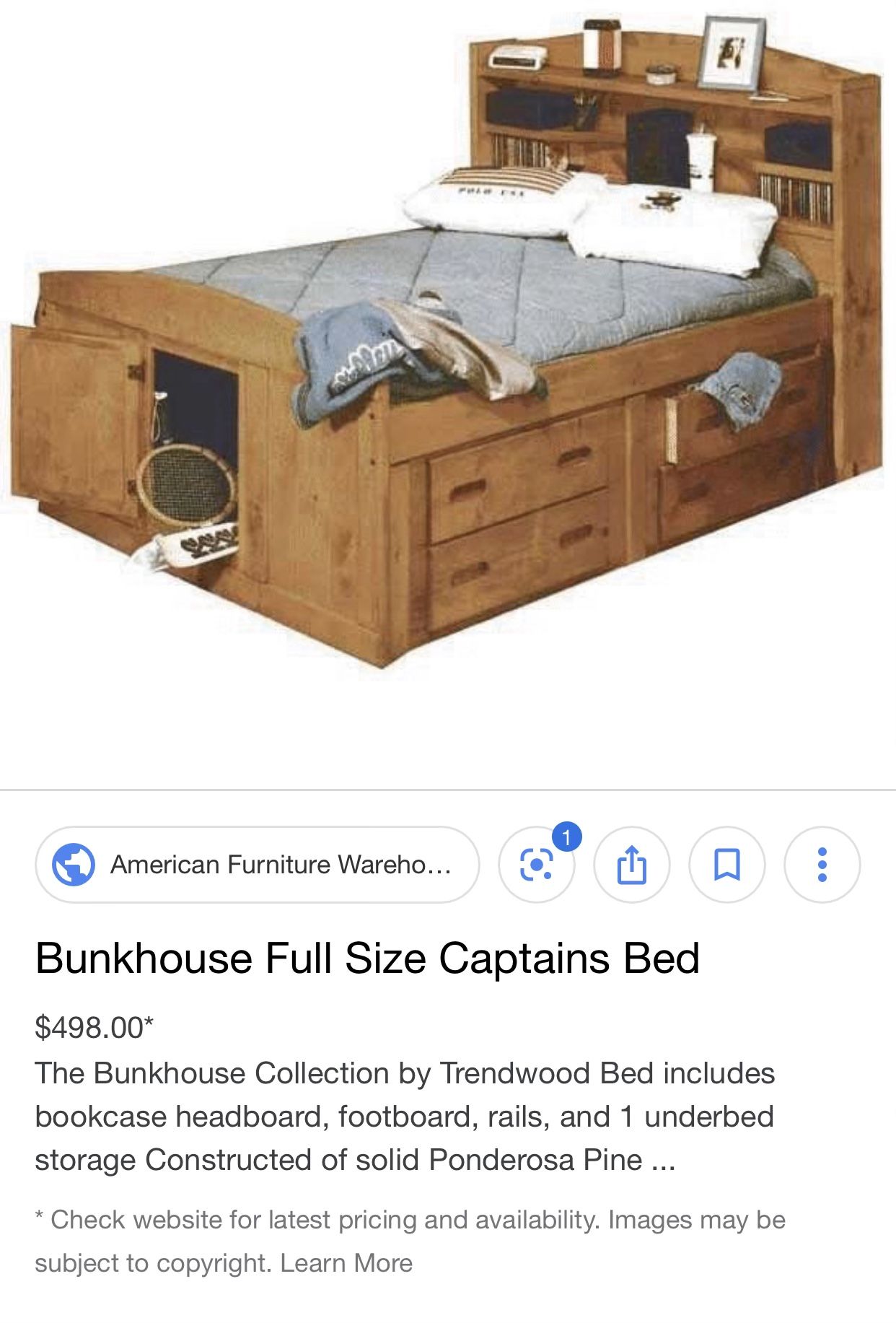 Used Bunkhouse Full Size Captains Bed