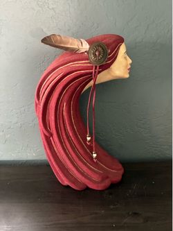 Native American “Woman In The Wind” Sculpture. Approx. 15” Tall. Textured Rose.