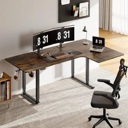 Assembled L Shaped Standing Desk, 71x43 Inches Electric L Stand Up Desk with 4 L