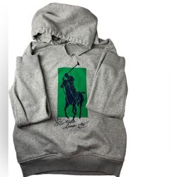 Polo Ralph Lauren Men 1967 Big pony Fleece Pullover Hoodie Gray medium