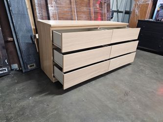 6-Drawer Double Dresser Light Oak Finish