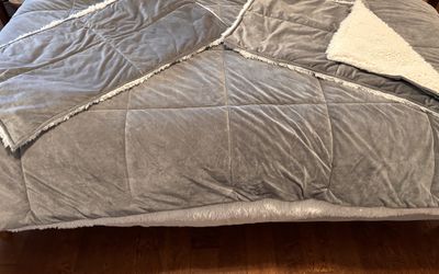 Easton Sherpa Fleece 3-piece Comforter Set - Gray King Size
