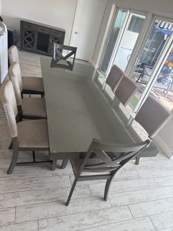 Large Dining Table Set with 8 Chairs, Matching Buffet & 4 Counter Height Chairs