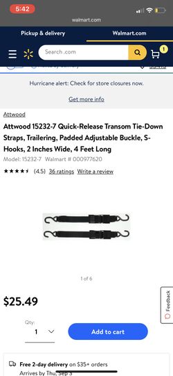 Attwood transom tie down straps