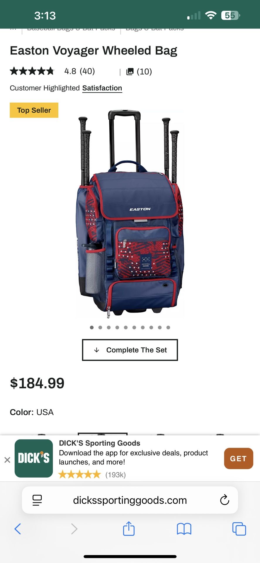 Easton Voyager Baseball Wheeled Bag