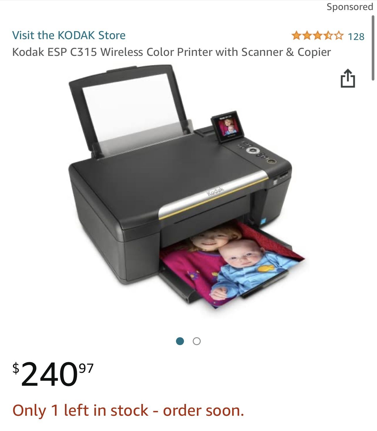 Kodak ESP C315 Wireless Color Printer With Scanner & Copier