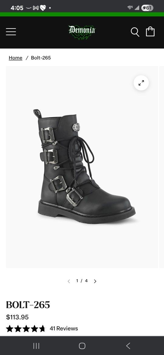 Demonia: Black Vegan Leather Boot Size 10