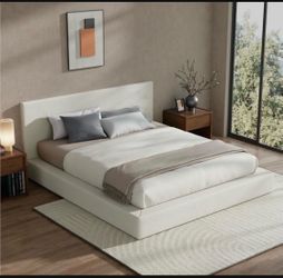 White Boucle King Size Cloud Bedrame