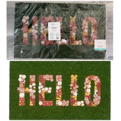 Mainstays Hello Flower Garden Outdoor Coir Doormat, 18 in x 30 in