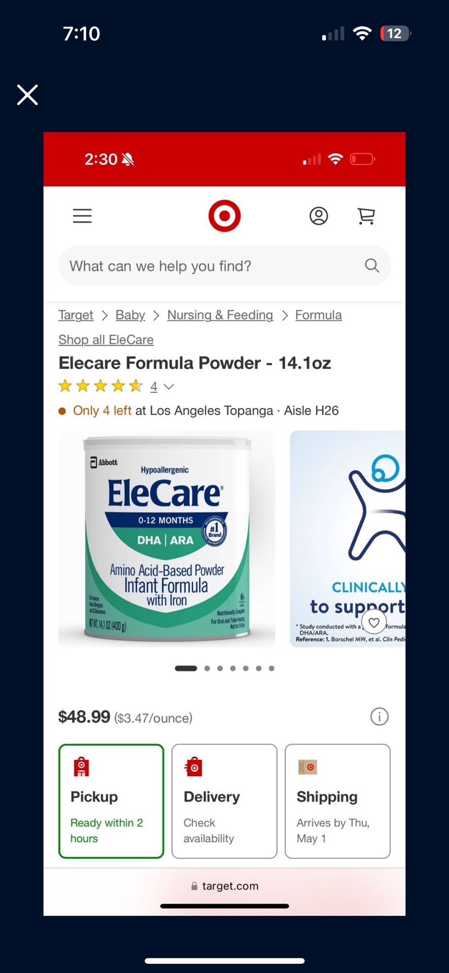 Elecare Infant Formula
