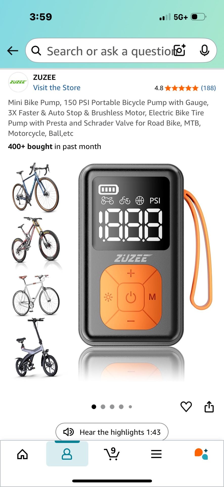 Zuzee Mini Bike Pump