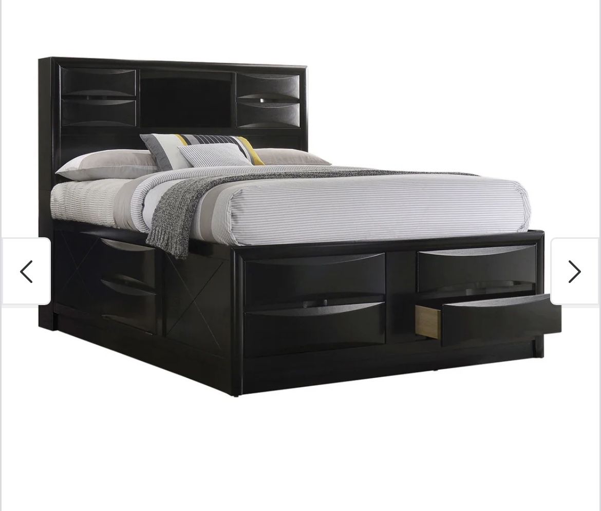 King Sz Bed Frame/With Dressers/ Storage  Space On Headboard 