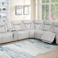 Brand New Top Grain Leather Power Reclining Sectional Sofa 