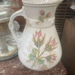 Antique Large Victorian Flower Vase Pitcher Ironstone 