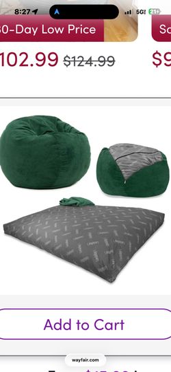 3 FT 39 LB CordaRoy brand Bean bag/ FULL mattress