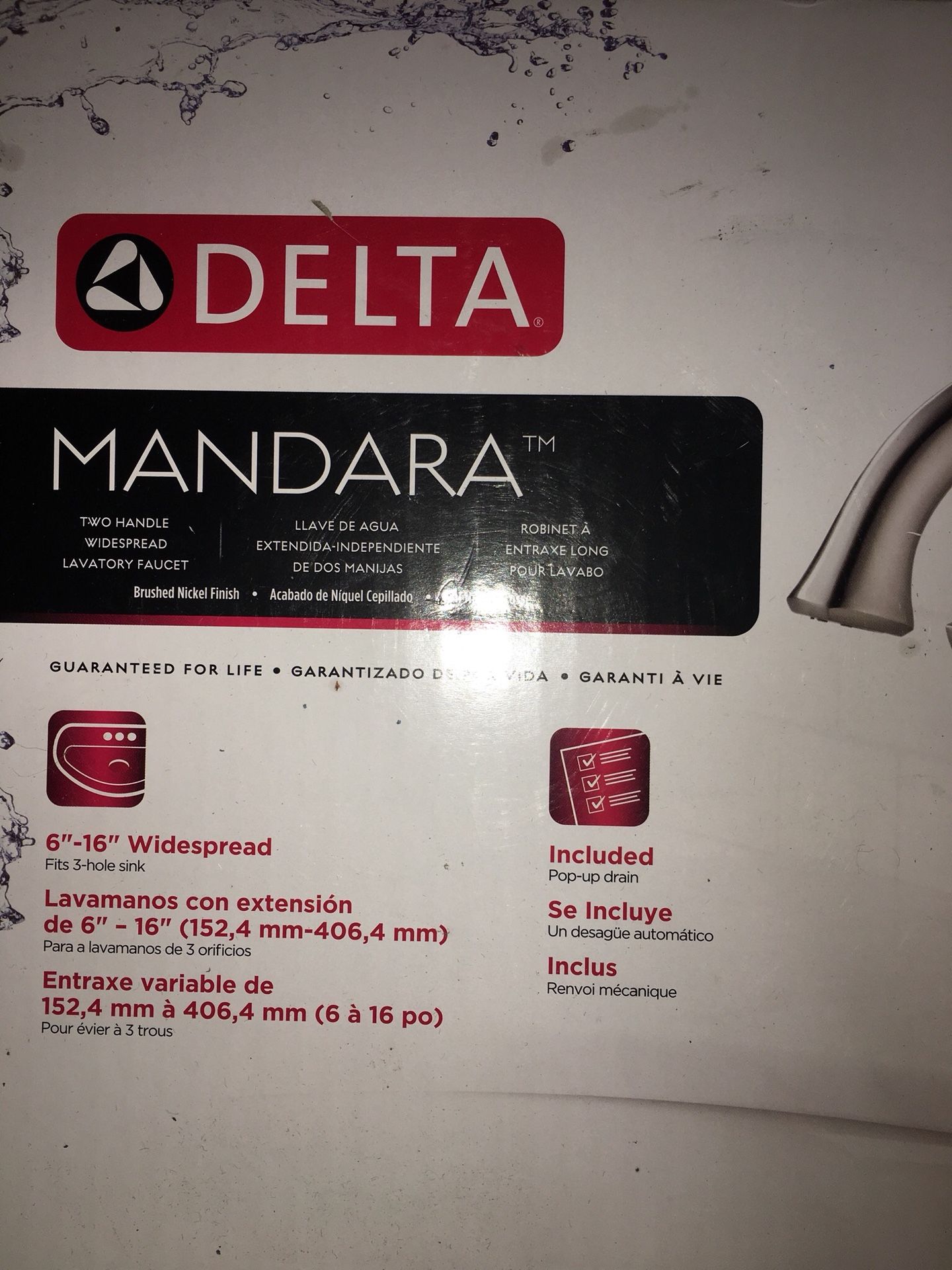 Delta Mandara stainless steel 3 piece NEW IN BOX bathroom faucet