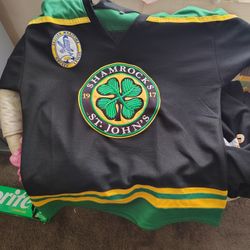 Hockey Jersey Shamrocks St. John's Black Green And Gold