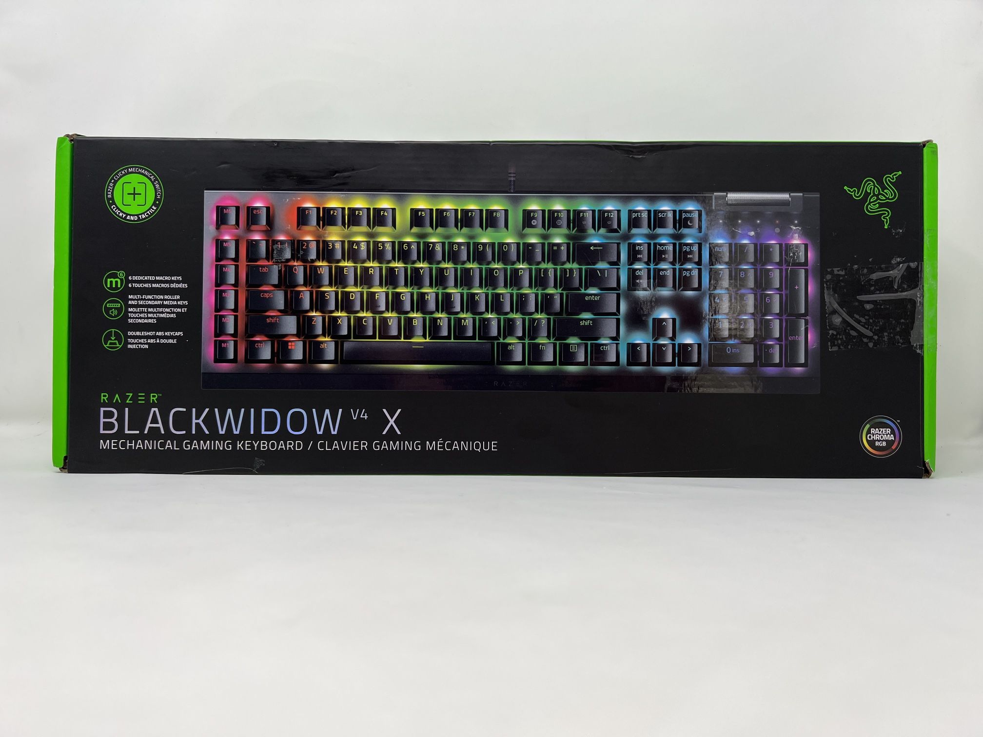 Razer BlackWidow V4 X Mechanical Gaming Keyboard: Green Switches Tactile & Clicky - 6 Macro Keys - Chroma RGB - Doubleshot ABS Keycaps - Roller & Medi