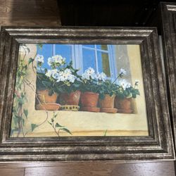 Framed Wall Art Home Decor Flower And Window Wall Painting 1pc