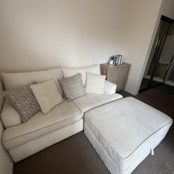 Living Spaces White Couch And Ottoman