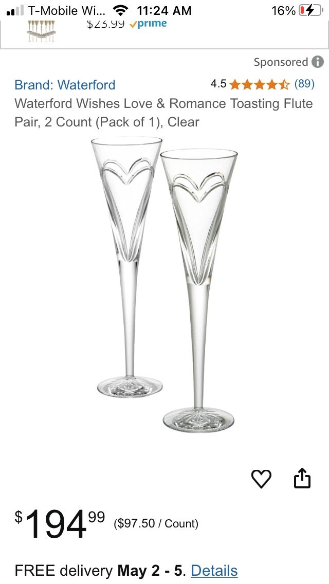 Waterford Champagne Flutes Glasses