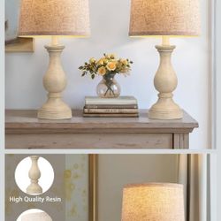 Seealle Farmhouse Table Lamps Set of 2 - Rustic Lamp for Bedroom Living Room, 22" Boho Bedside Lamps for Night Stands End Table Office Desk Lamp Night
