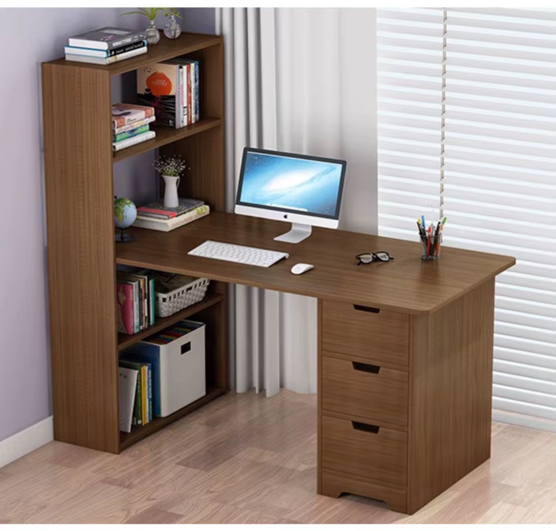 Simple children's desk with bookshelf