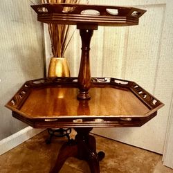 Antique Chippendale - Rococo Style Carved Mahogany 2 Tier