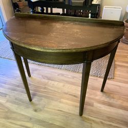 Wooden Demilune Console Table