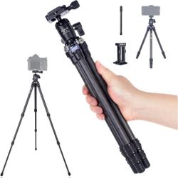 AOKA 28in/1.1lb Mini Portable Carbon Fiber Tripod, iPhone Tabletop Tripod, Travel Tripod with Ball Head, Cell Phone Holder, Extension Pole Tripod for 